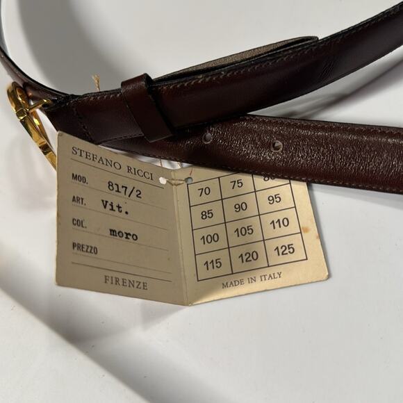 NWT Vintage Stefano Ricci Brown Colored Gold Colored Buckle Belt - Picture 5 of 6